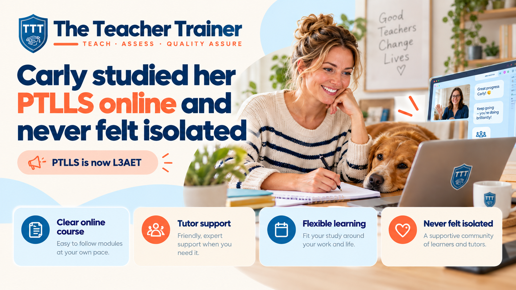 Carly studied her PTLLS online and never felt isolated