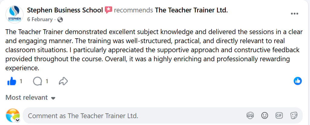 Facebook recommendation from Stephen Business School