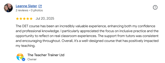 Google review from Leanne Slater