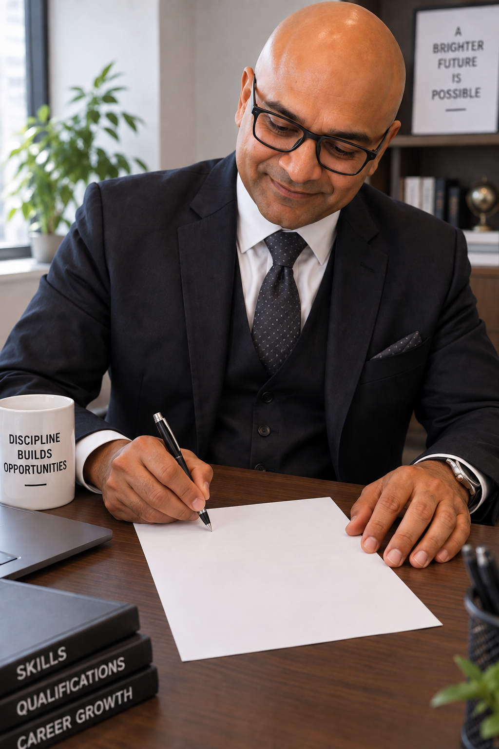 Phenil at his desk