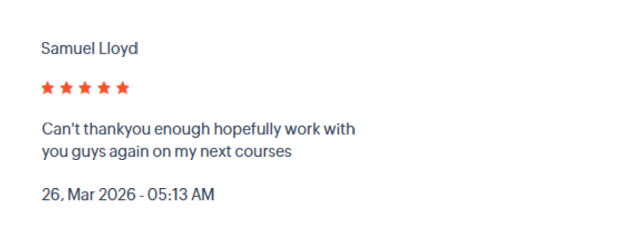 Course review from Samuel Lloyd