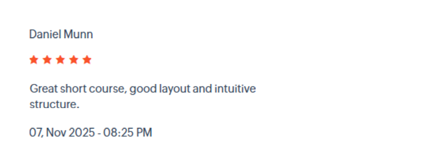 Course review from Daniel Munn